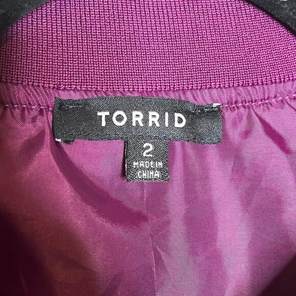 TORRID purple floral embroidered station bomber jacket plus size 2X - Picture 8 of 9